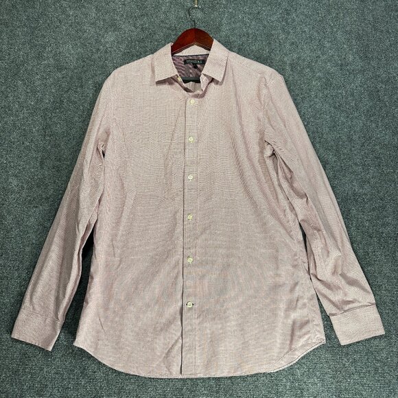 Banana Republic Shirt Mens Large Non Iron Tailored Slim Fit Red Cotton Check - Picture 1 of 8